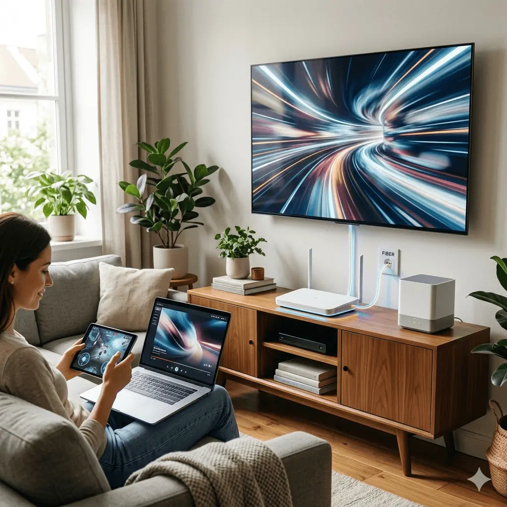 Customer using the internet at home