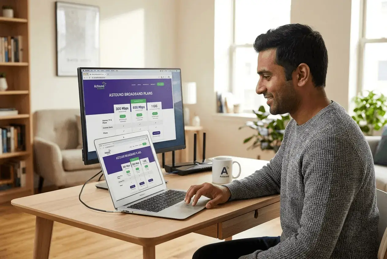 Customer using the internet at home